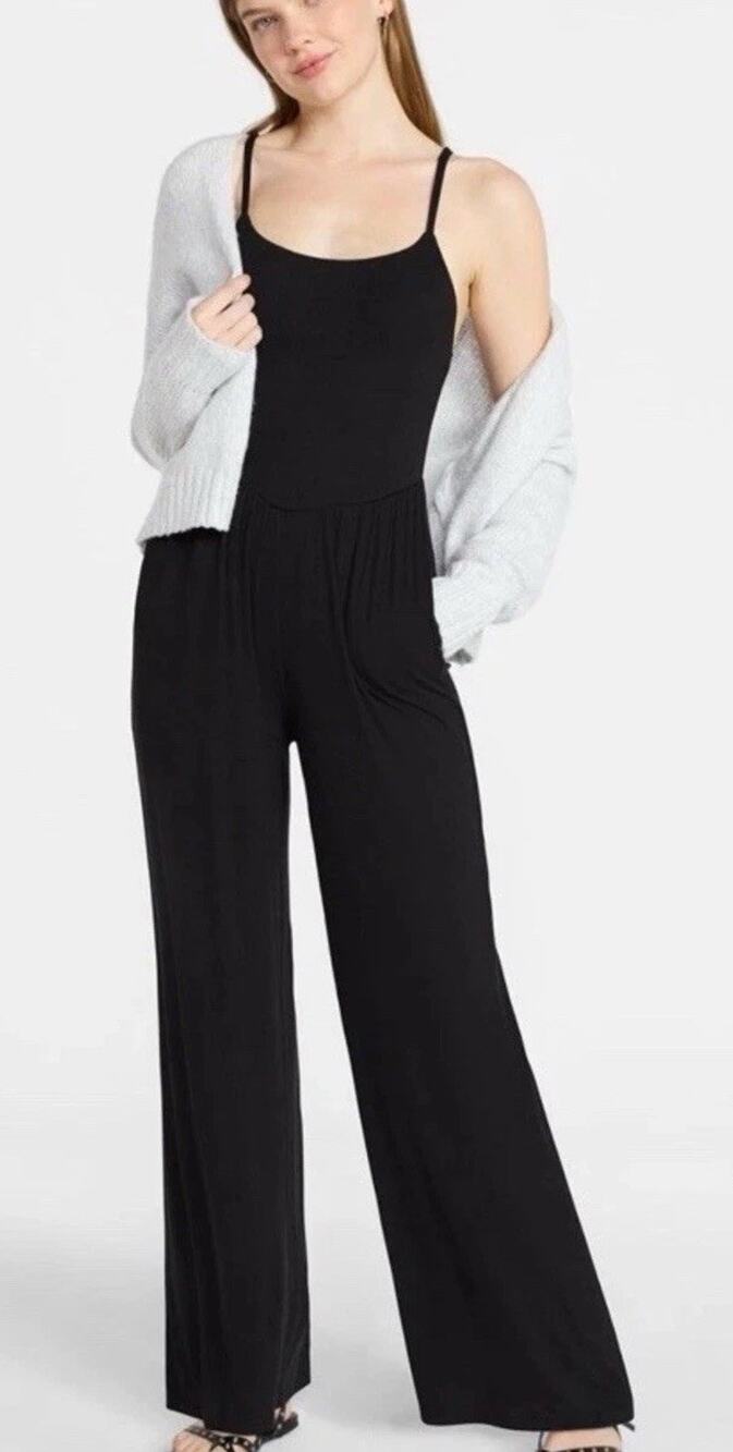 No Boundaries Black Sleeveless Cami Tank Jumpsuit Womens Large